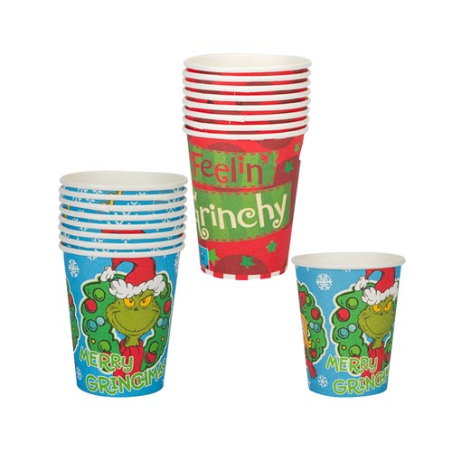 Assorted Grinch Christmas Paper Cups 255ml - Pack of 8 Product Image