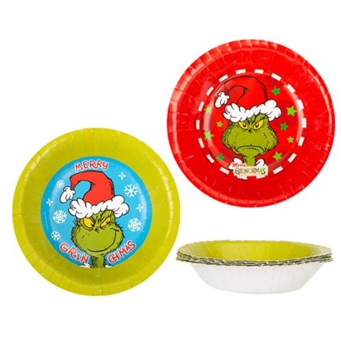 Assorted Grinch Christmas Round Paper Bowls 18cm - Pack of 6 Product Image
