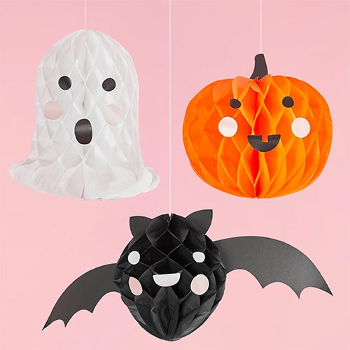 Assorted Halloween Characters Honeycomb Hanging Decorations - Pack of 3 Product Gallery Image