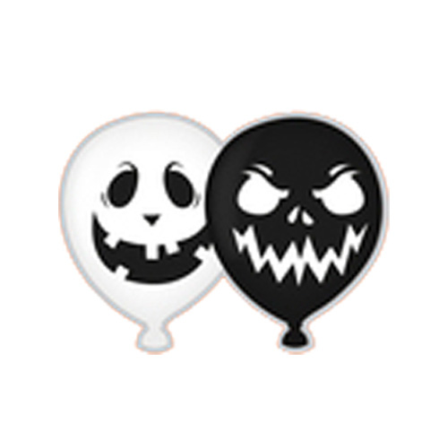Black & White Spooky Faces Halloween Latex Balloons 27cm / 11 in - Pack of 10 View 2