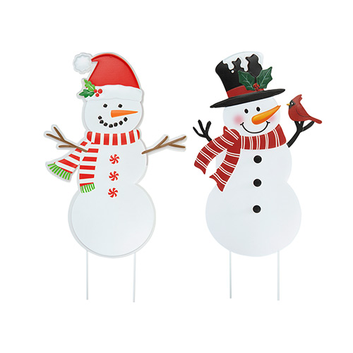 Assorted Large Snowman Christmas Metal Garden Stake Sign Product Image