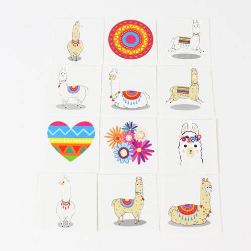 Assorted Llama Mini Tattoo Stickers - Pack of 12 Product Image