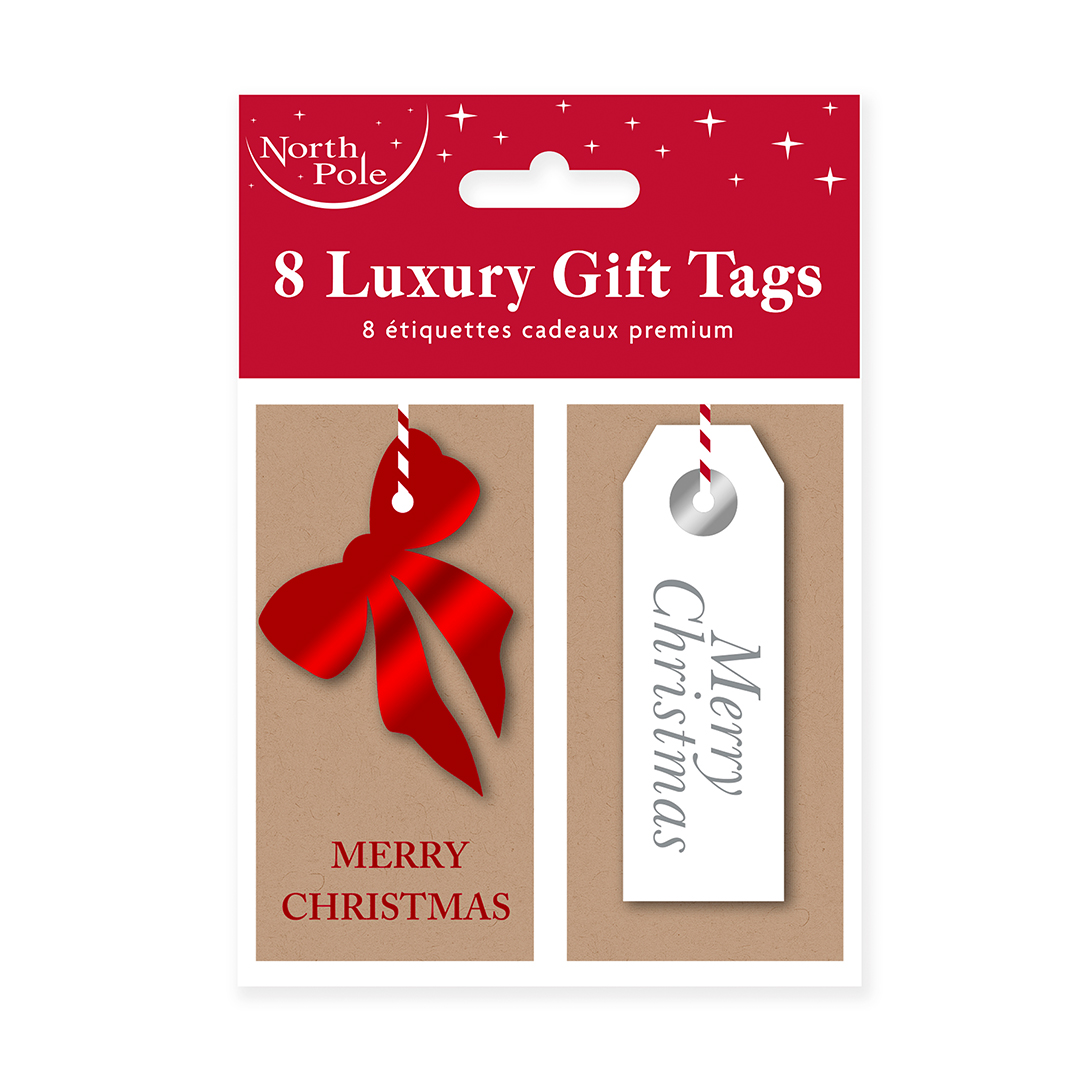 Merry Christmas Luxury Kraft Paper Gift Tags - Pack of 8 View 2
