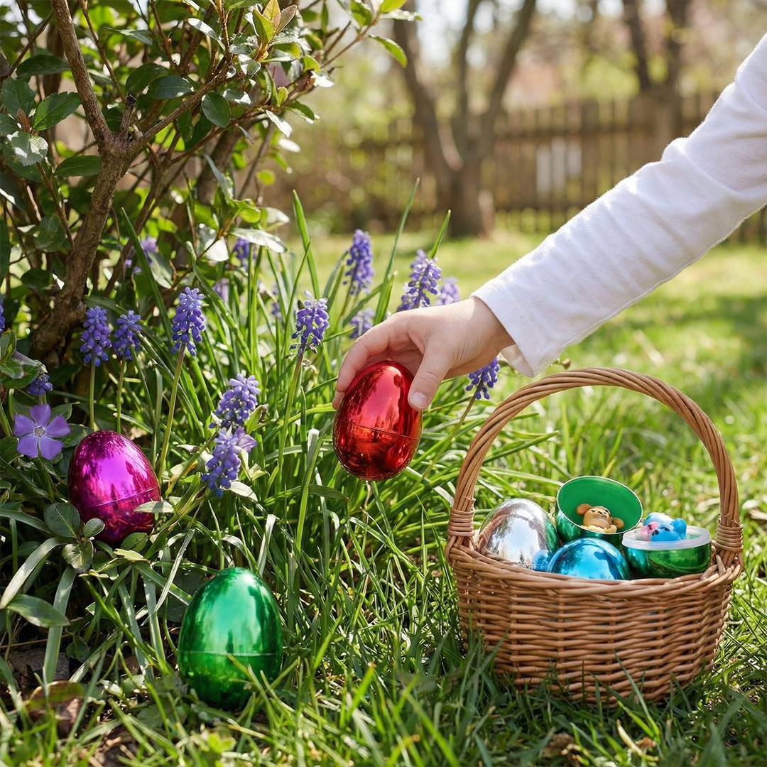 Assorted Metallic Easter Egg Plastic Capsules 5.7cm - Pack of 100 Product Gallery Image