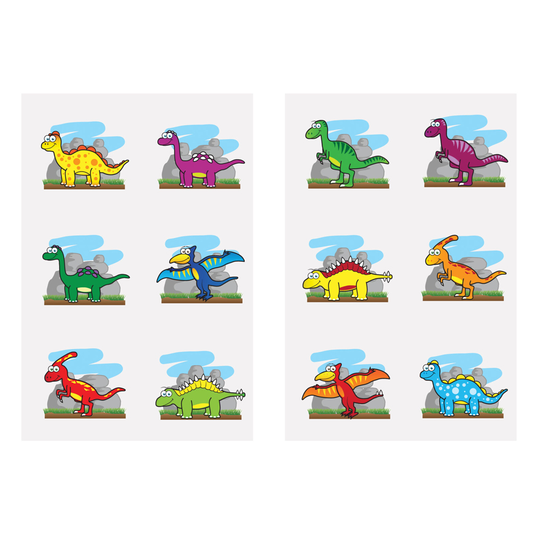 Assorted Dinosaur Mini Temporary Transfer Tattoo Stickers - Pack of 6