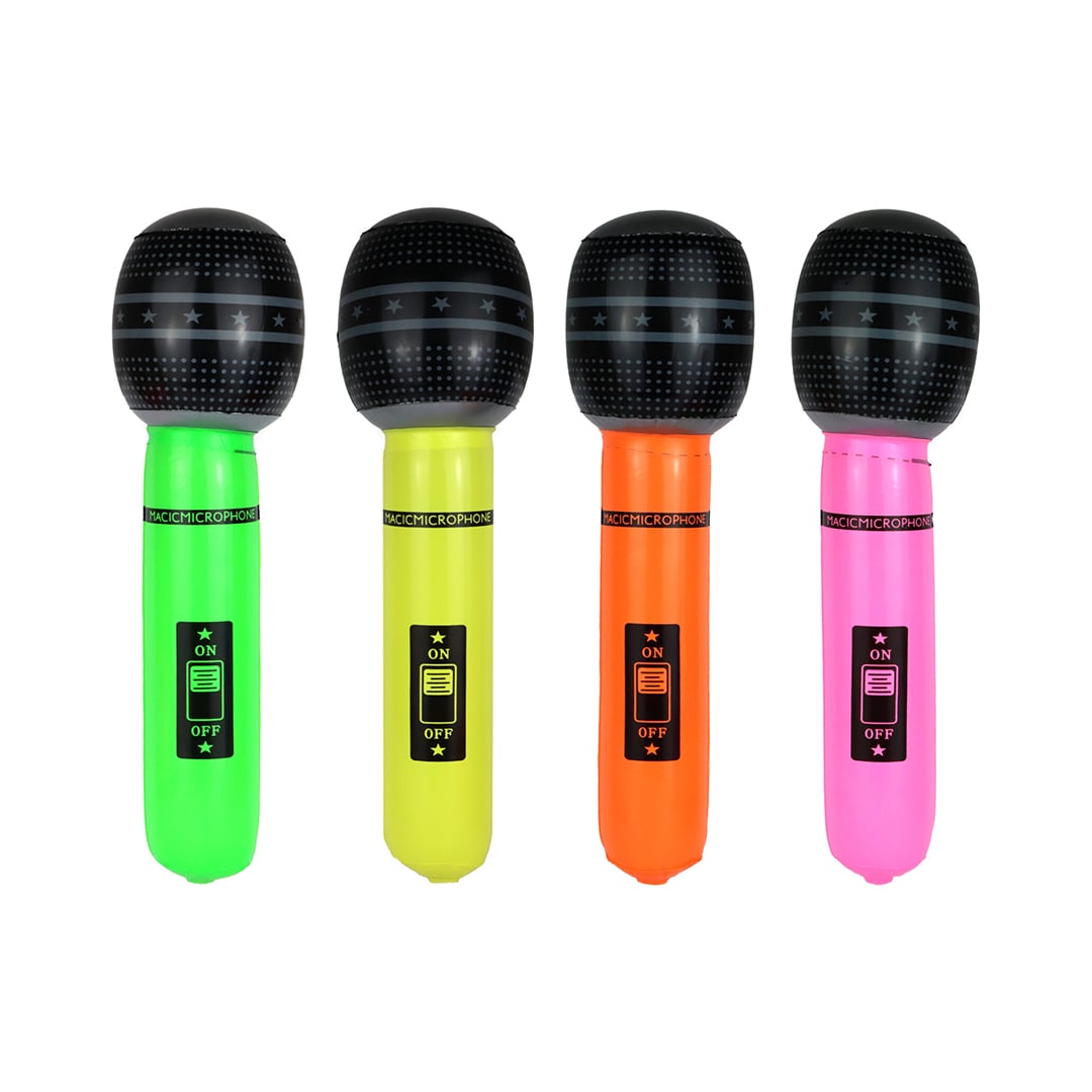 Assorted Neon Colour Inflatable Microphone 40cm