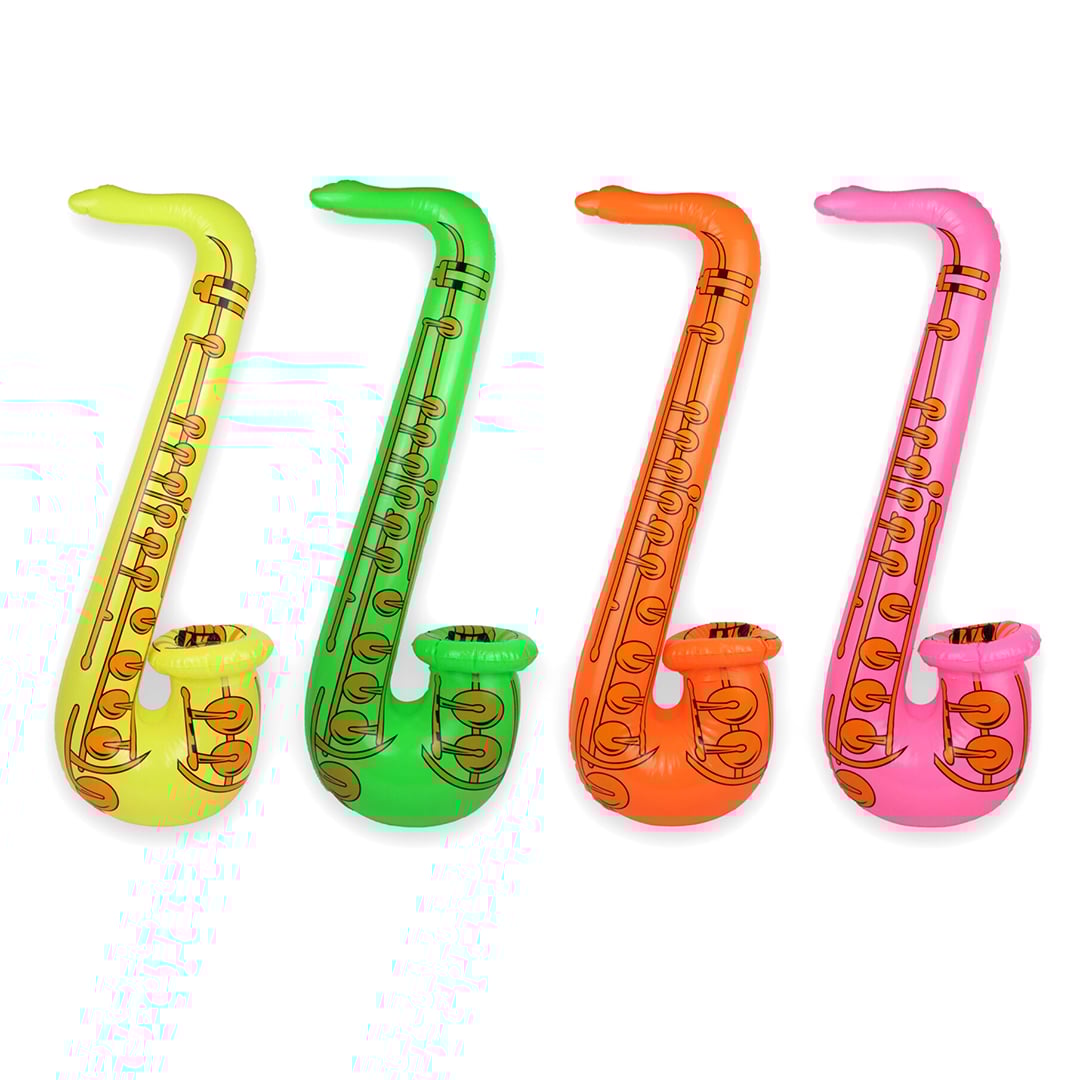 Assorted Neon Colour Inflatable Saxophone 76cm