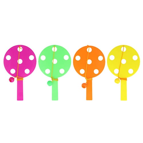 Assorted Neon Colour Paddle Bat and Ball Games 14cm - Pack of 60