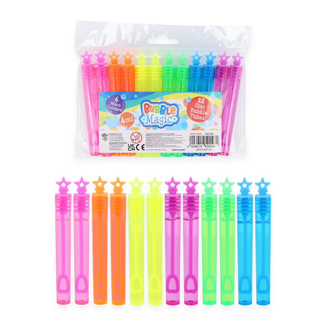 Assorted Neon Star Party Bubble Tubes - Pack of 12 Product Gallery Image