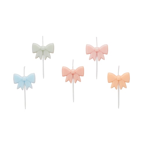 Assorted Pastel Bow Wax Pick Candles - Pack of 5