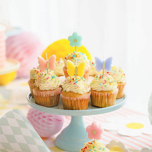 Assorted Pastel Butterflies & Flowers Birthday Pick Candles - Pack of 5 Product Gallery Image
