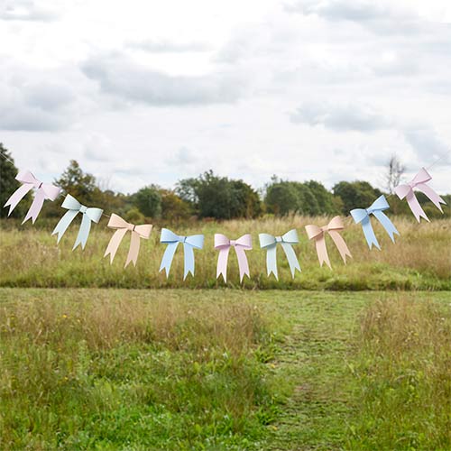 Assorted Pastel Colour Tea Party Bow 3D Card Garland 2.5m Product Gallery Image
