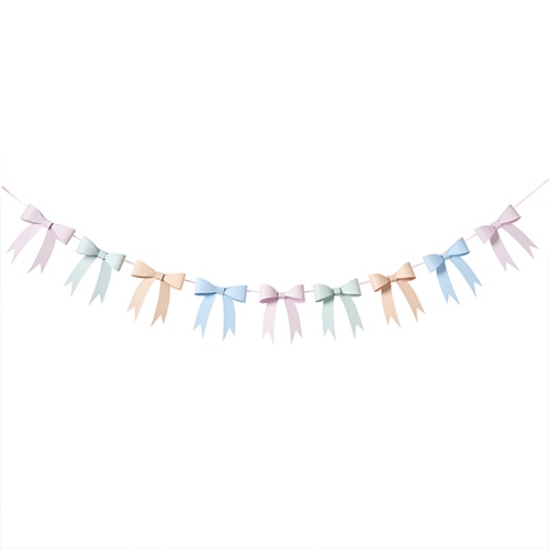 Assorted Pastel Colour Tea Party Bow 3D Card Garland 2.5m