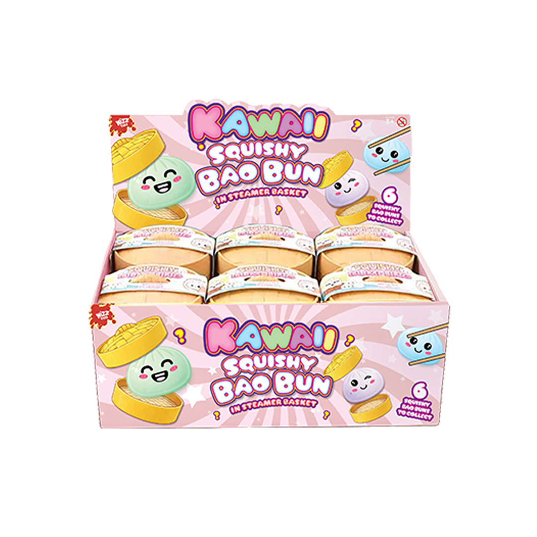 Assorted Pastel Kawaii Bao Dumpling Squishy Toy in Steamer Basket 5.5cm Product Gallery Image