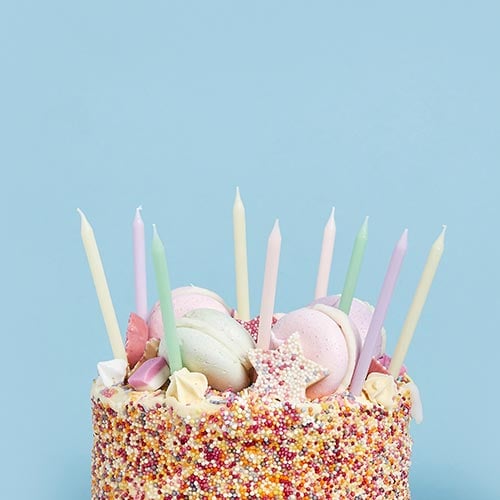 Assorted Pastel Skinny Birthday Candles with Holders - Pack of 12 Product Gallery Image