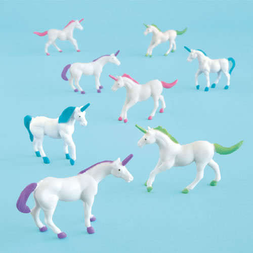 Assorted Plastic Unicorn Figurines - Pack of 8