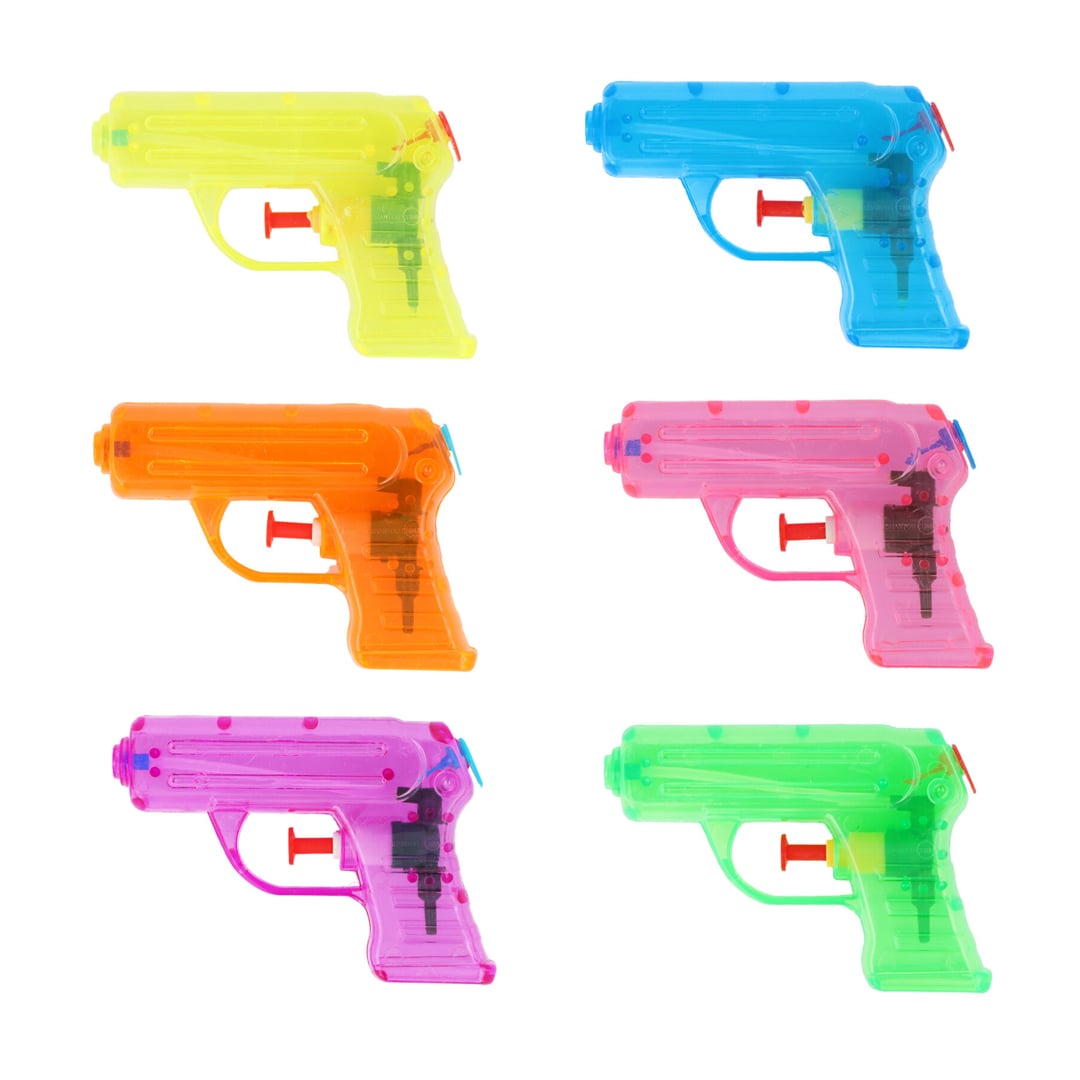 Assorted Plastic Water Pistol Gun Toy 11cm - Pack of 6