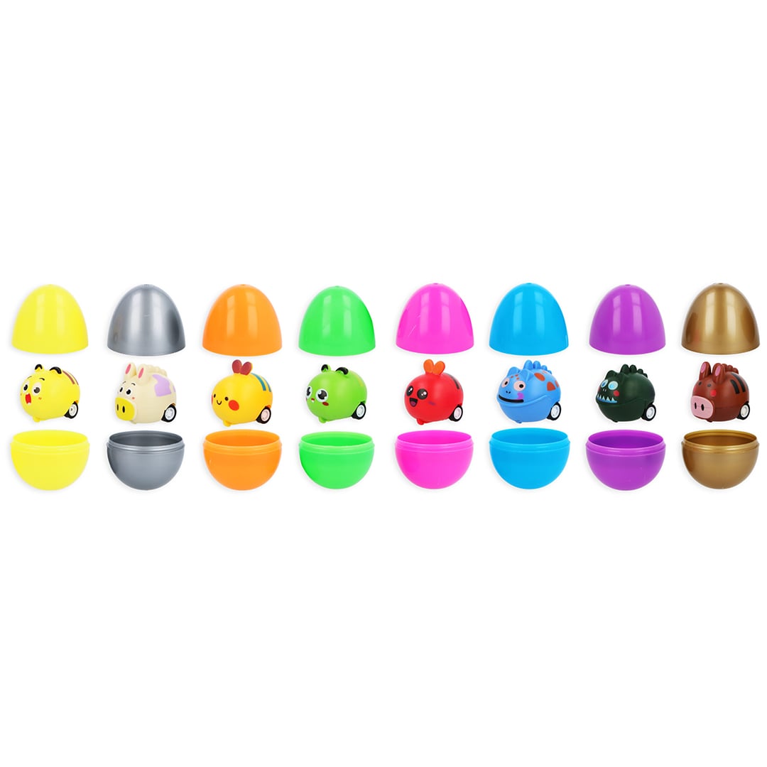 Assorted Pre-Filled Lucky Dip Egg with Mystery Pullback Animal Surprise Toy Product Gallery Image