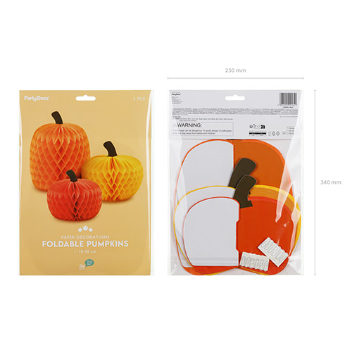 Assorted Pumpkin Halloween Paper Honeycomb Decorations - Pack of 3 Product Gallery Image