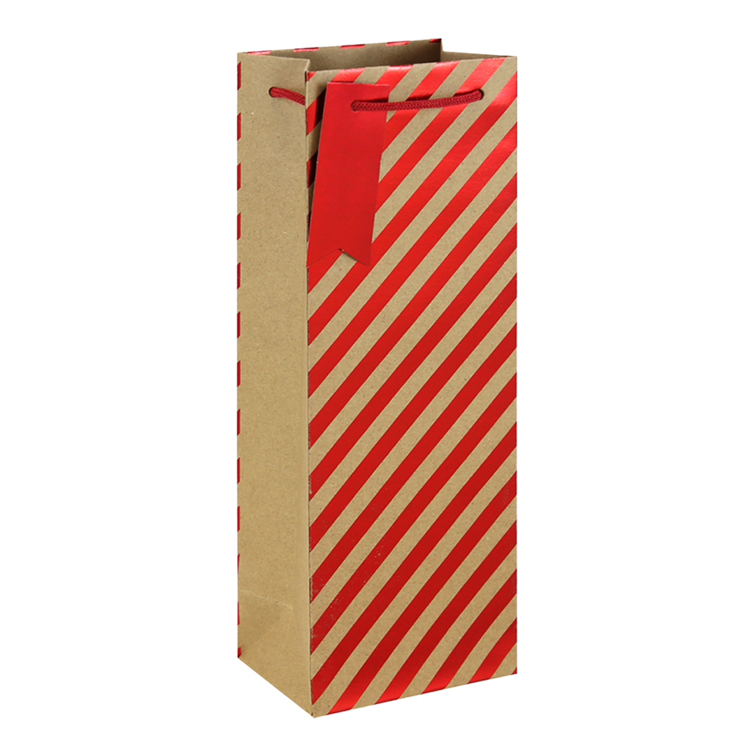 Assorted Red & Brown Kraft Christmas Bottle Gift Bags 35cm - Pack of 3 Product Gallery Image