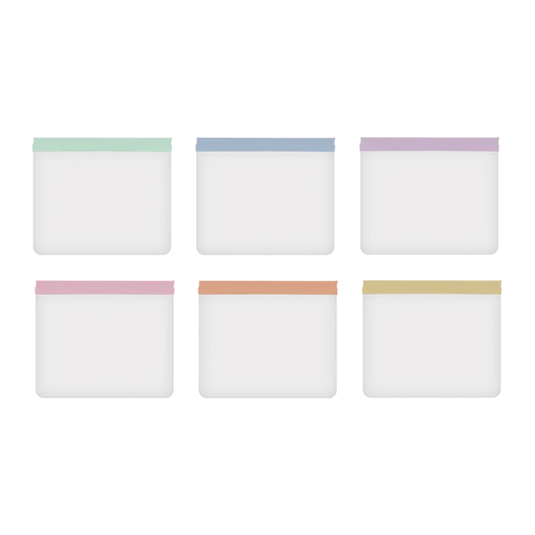 Assorted Reusable Plastic Food Bags 17.5cm x 22.5cm - Pack of 6