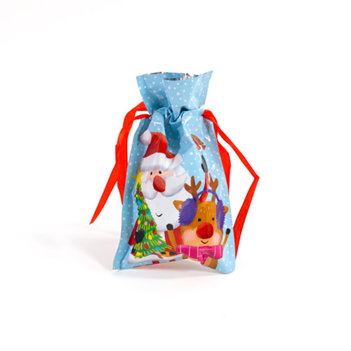 Assorted Santa Claus and Friends Festive Christmas Plastic Drawstring Gift Bags - Pack of 3 Product Gallery Image