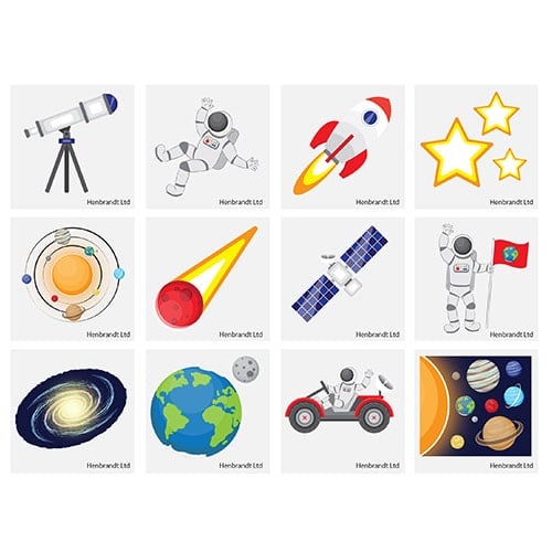 Assorted Space Mini Tattoo Stickers - Pack of 12 Product Image