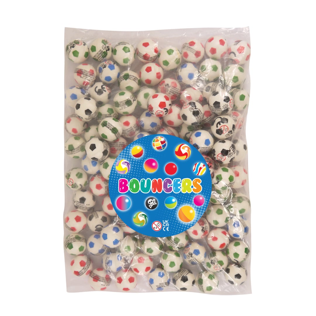 Assorted Super Bouncy Football Jet Balls 33mm - Pack of 100