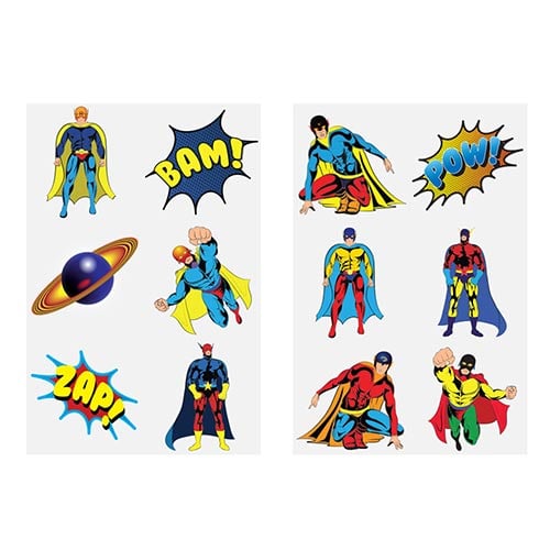 Assorted Superhero Mini Temporary Transfer Tattoo Stickers - Pack of 6 Product Image