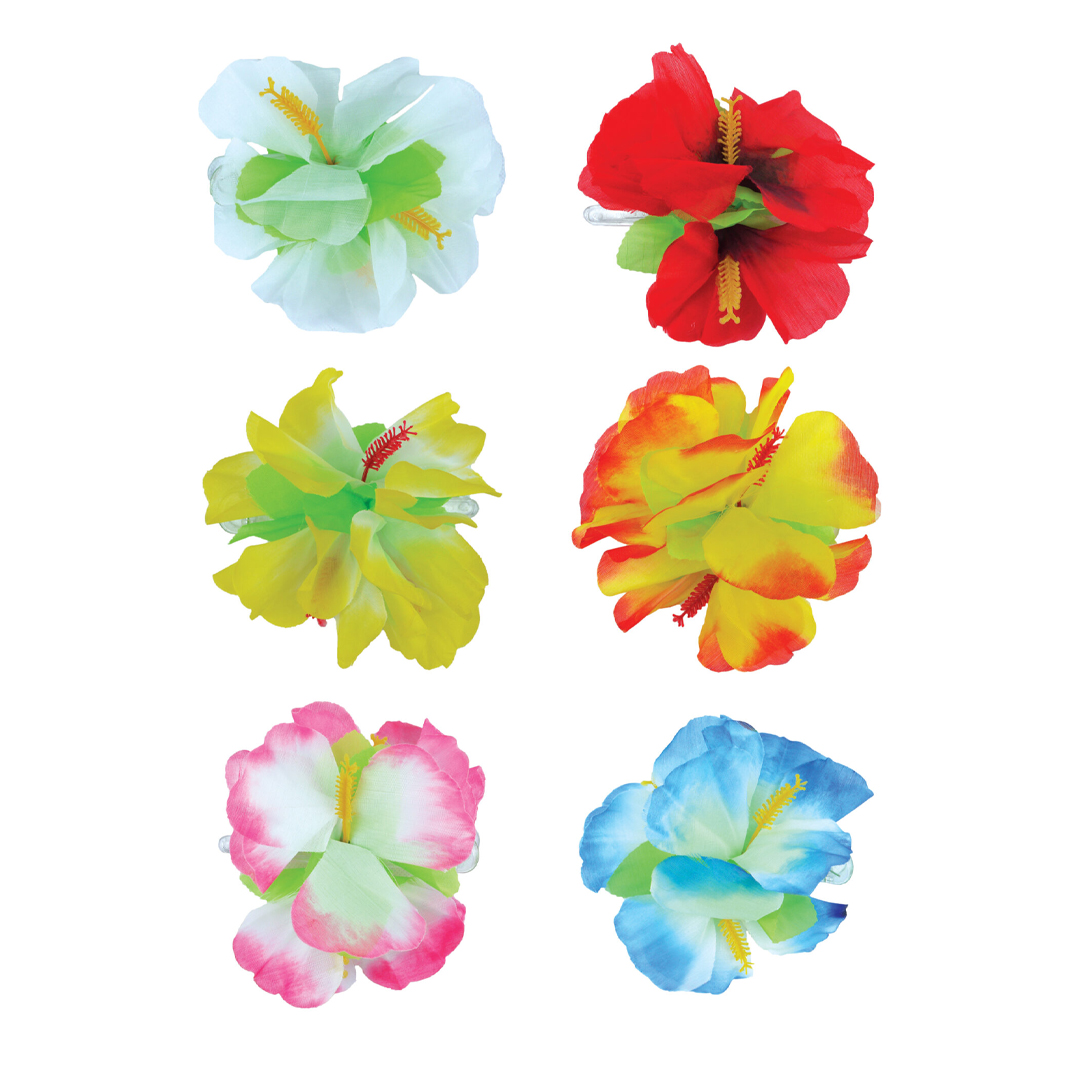 Assorted Tropical Hawaiian Hibiscus Flower Hair Clip