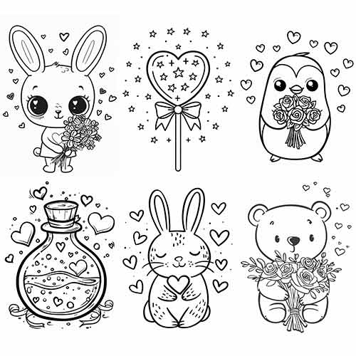 Assorted Valentine's A4 Colouring Sheets - Pack of 6 Product Image