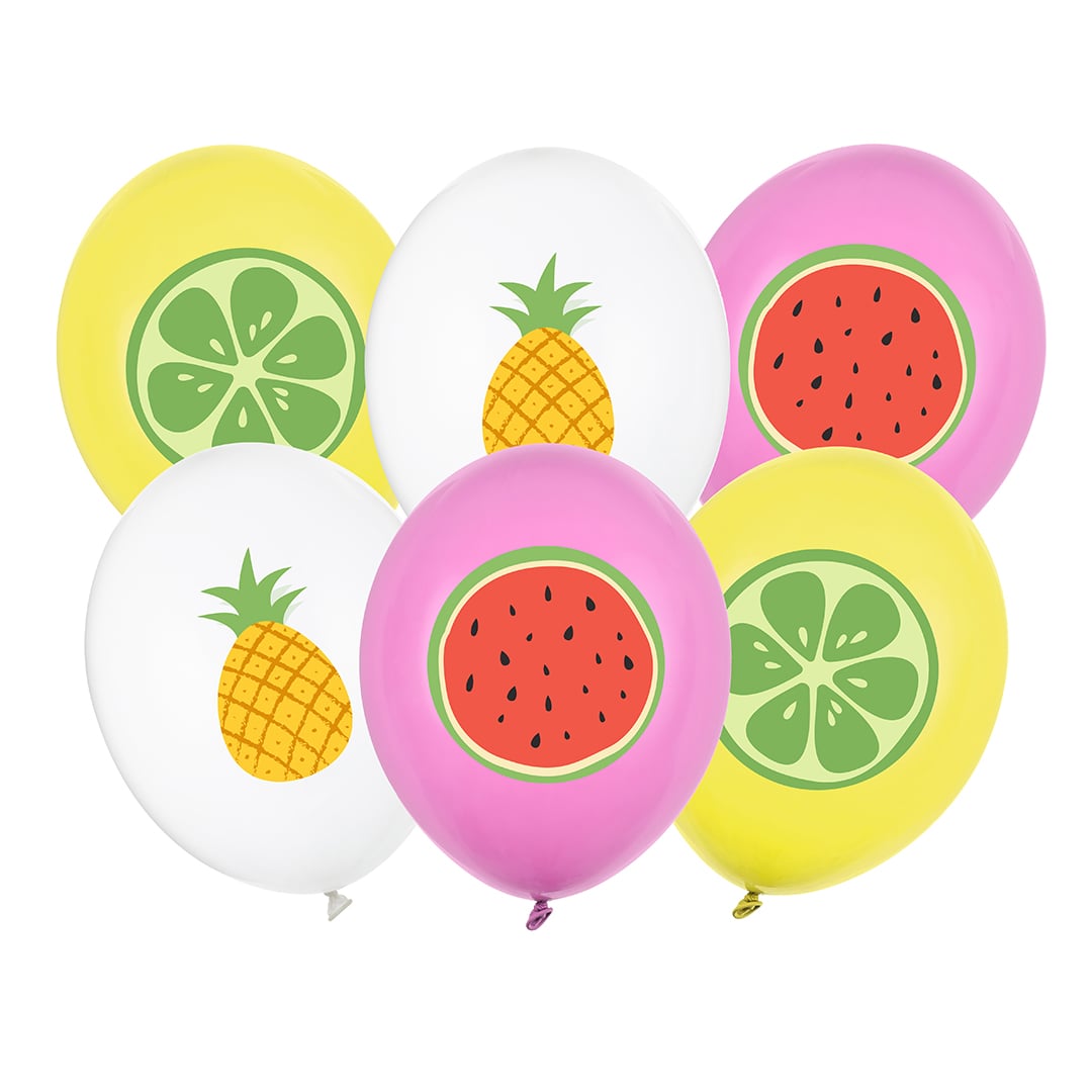 Assorted Vibrant Fruits Latex Balloons 30cm / 12 in - Pack of 6