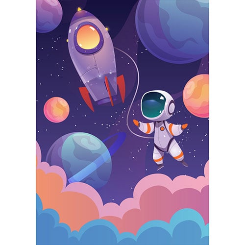 Astronaut in Outer Space Poster PVC Party Sign Decoration Product Gallery Image