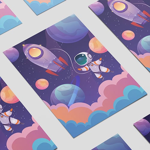 Astronaut in Outer Space Poster PVC Party Sign Decoration Product Gallery Image