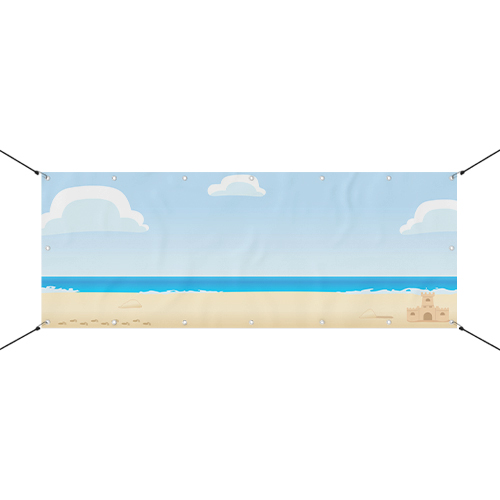 Aussie Blue Pup Beach Small Personalised Banner 4ft x 2ft