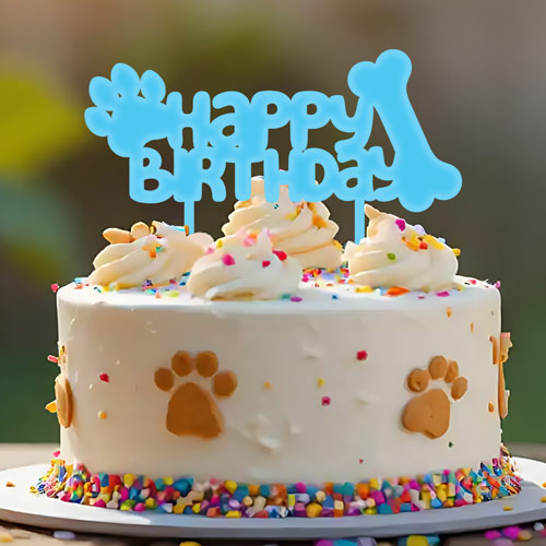 Aussie Blue Pup Happy Birthday Acrylic Cake Topper