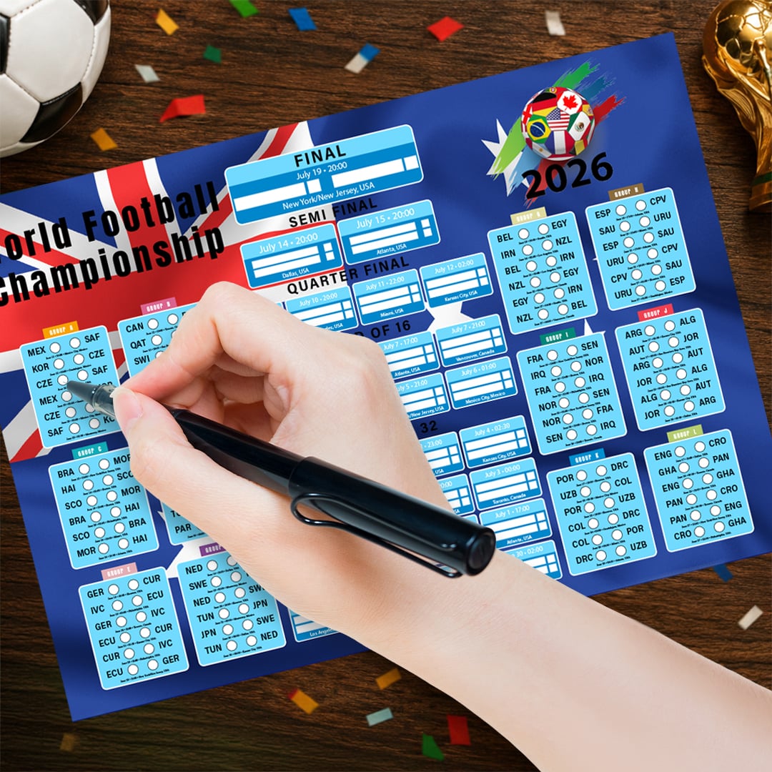 Australia Flag World Football Championship Cup 2026 A0 Fixture Wall Chart