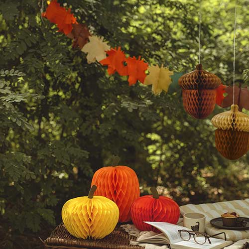 Autumnal Leaves Tissue Paper Hanging Garland Decoration 3m Product Gallery Image
