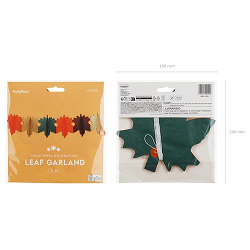 Autumnal Leaves Tissue Paper Hanging Garland Decoration 3m Product Gallery Image