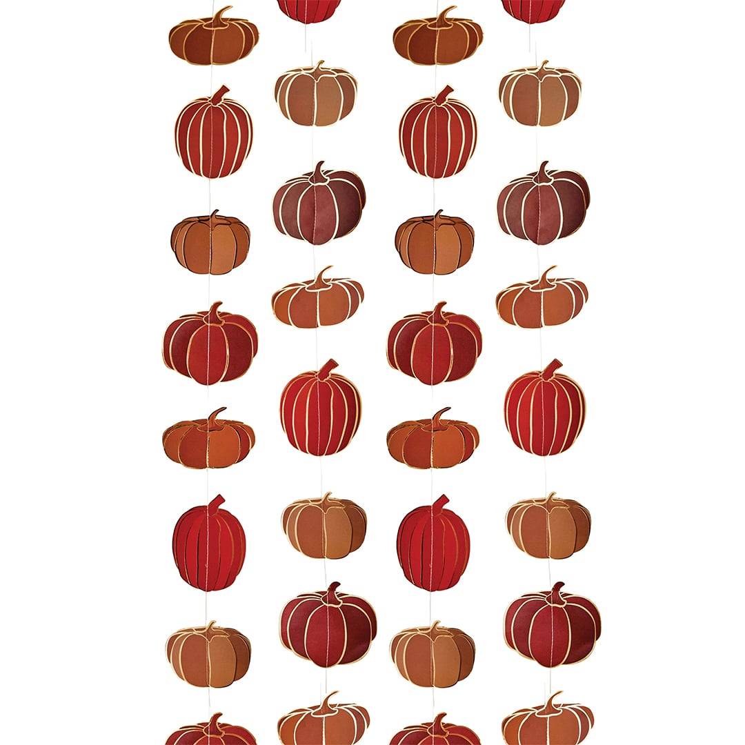 Autumnal Pumpkin with Gold Foil Detail Hanging Garland Decoration 5m