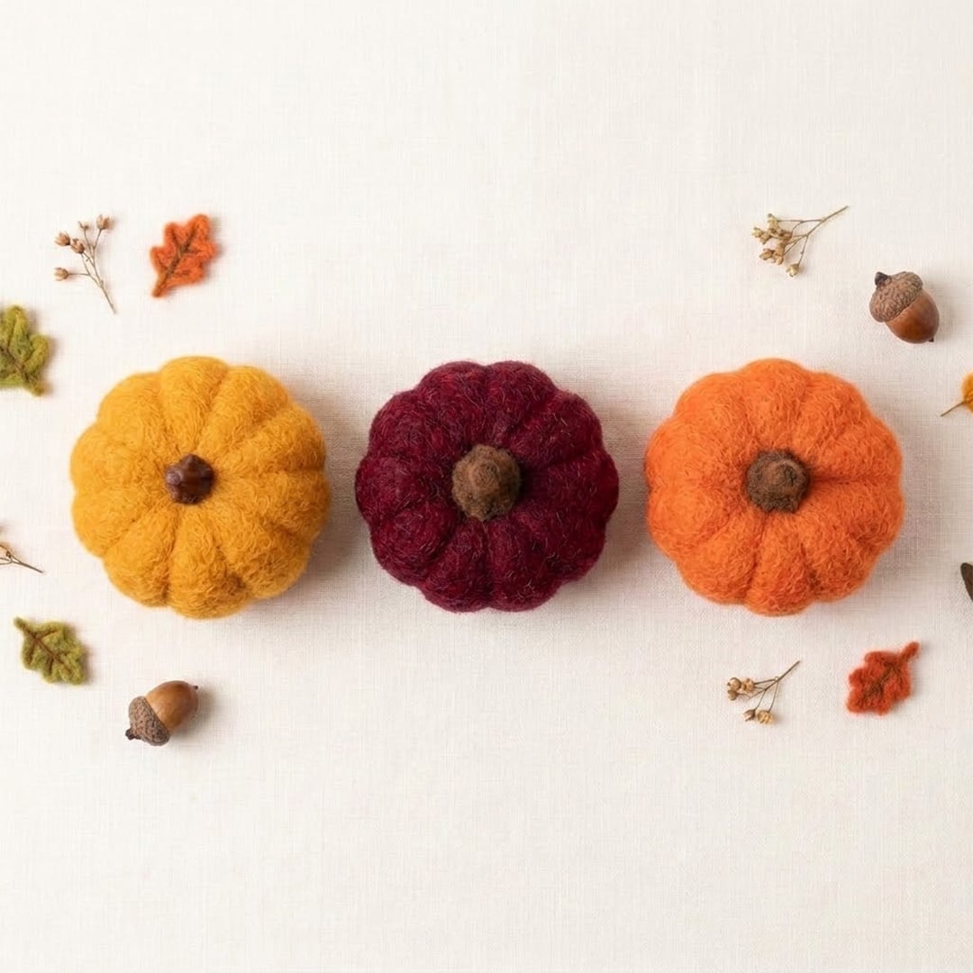 Autumnal Pumpkins Felt Decorative Clips 6.5cm - Pack of 3