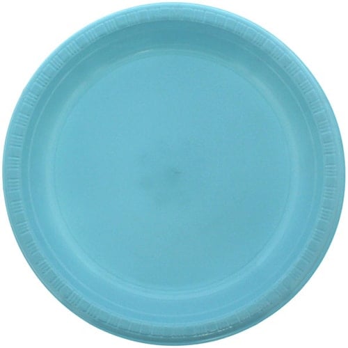Baby Blue Round Plastic Plates 23cm - Pack of 20 Product Image
