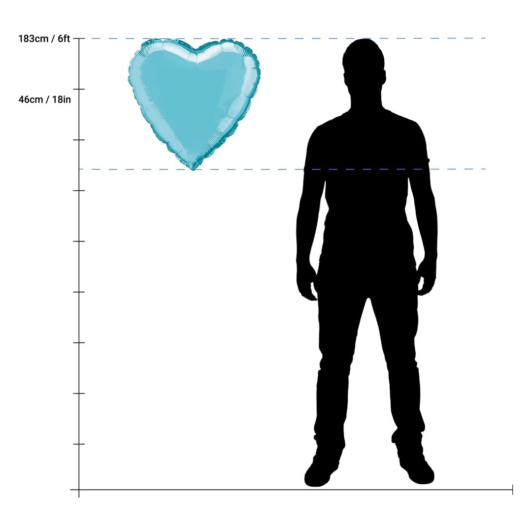 Baby Blue Heart Shape Foil Helium Balloon 46cm / 18 in Product Gallery Image