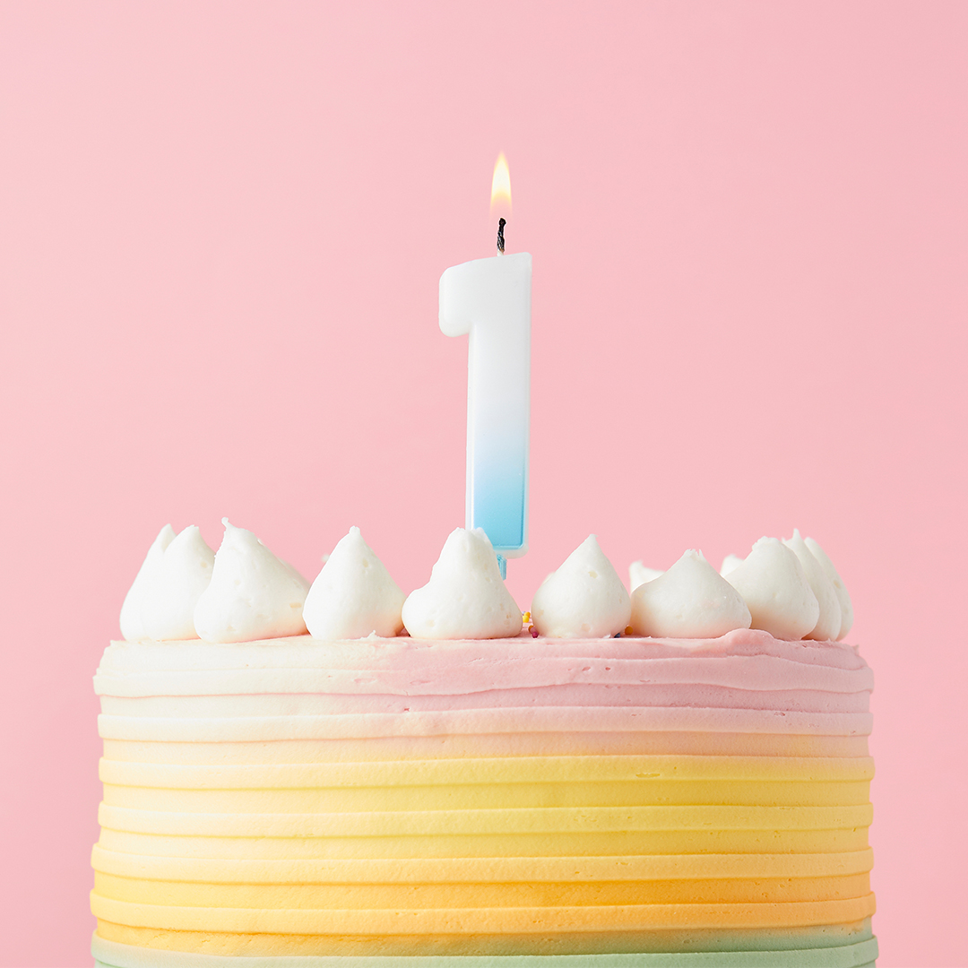 Baby Blue Ombre Number 1 Shaped Wax Pick Candle 6.2cm Product Gallery Image