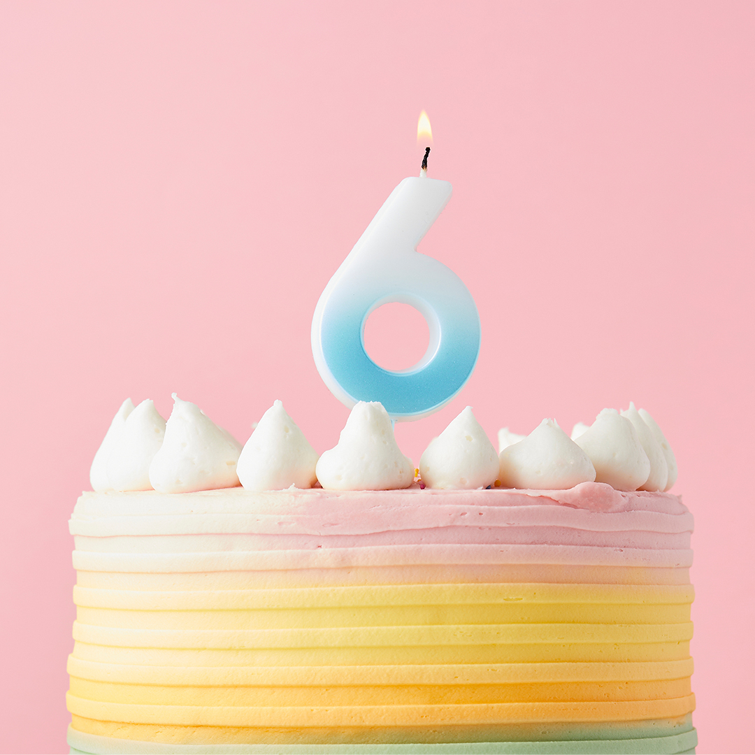 Baby Blue Ombre Number 6 Shaped Wax Pick Candle 6.2cm Product Gallery Image