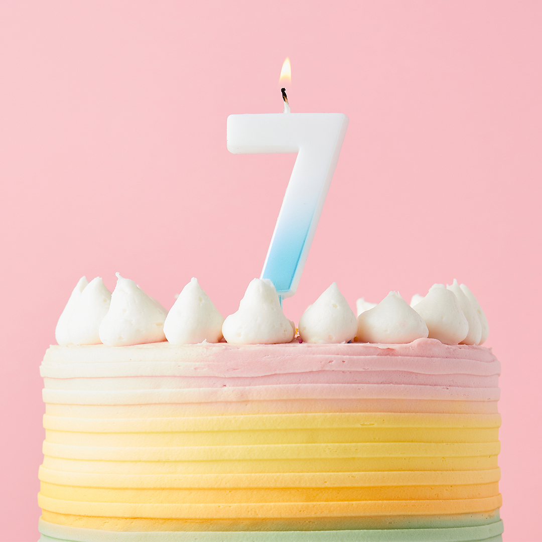 Baby Blue Ombre Number 7 Shaped Wax Pick Candle 6.2cm View 2