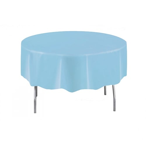 Baby Blue Round Plastic Tablecover 213cm Product Image