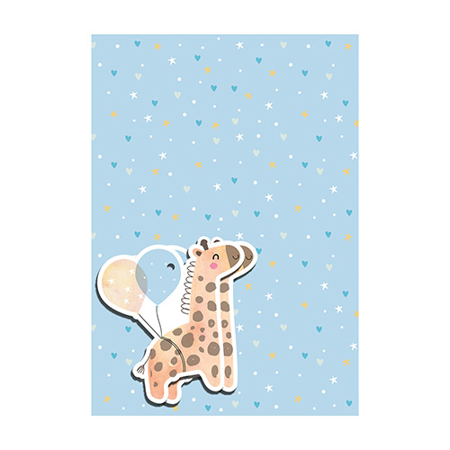 Baby Boy Blue Hearts Giraffe Gift Wrapping Paper Sheets with Tags - Pack of 2 Product Gallery Image