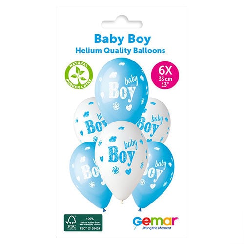 Baby Boy Latex Balloons 33cm / 13 in - Pack of 6 Product Gallery Image