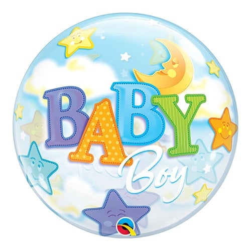 Baby Boy Moon And Stars Baby Shower Bubble Helium Qualatex Balloon 56cm 22 In Partyrama